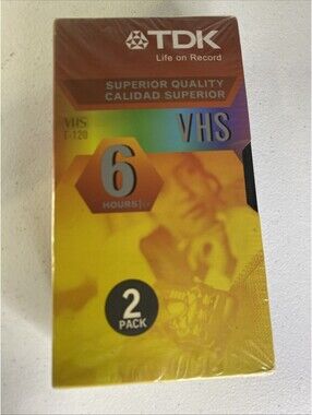 VHS Tapes Blank New Sealed TDK 2Pack Superior Quality T-120 6 Hour Free Shipping